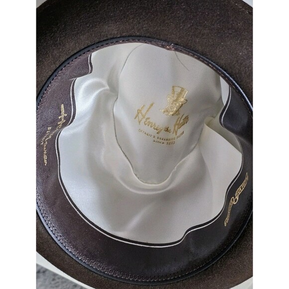 Henry The Hatter Detroit Mens Size 6 7/8 Brown Genuine Fur Felt Derby Fedora Hat - Picture 7 of 16